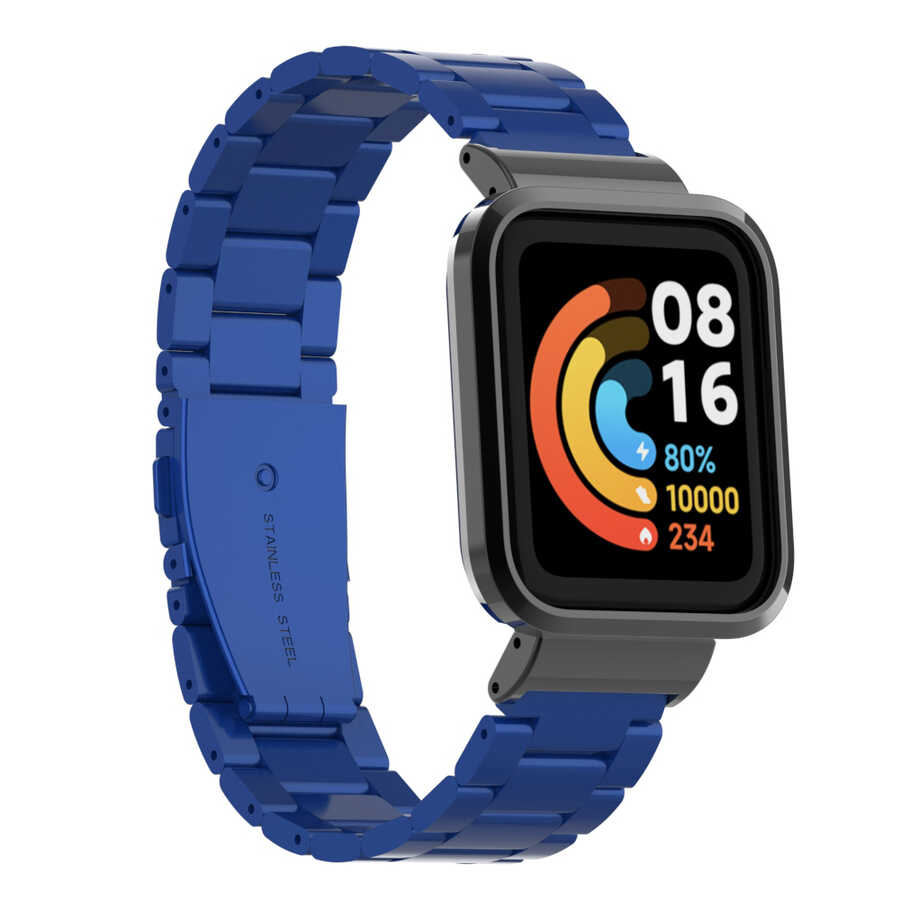 Xiaomi Uyumlu  Redmi Watch (Mi Watch Lite) Zore KRD-60 Metal Kordon-Mavi