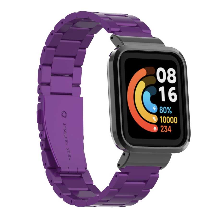 Xiaomi Uyumlu  Redmi Watch (Mi Watch Lite) Zore KRD-60 Metal Kordon-Mor