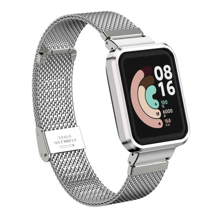 Xiaomi Uyumlu  Redmi Watch (Mi Watch Lite) Zore KRD-59 Metal Kordon-Gümüş