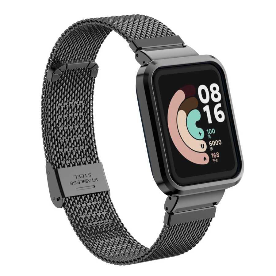 Xiaomi Uyumlu  Redmi Watch (Mi Watch Lite) Zore KRD-59 Metal Kordon-Siyah