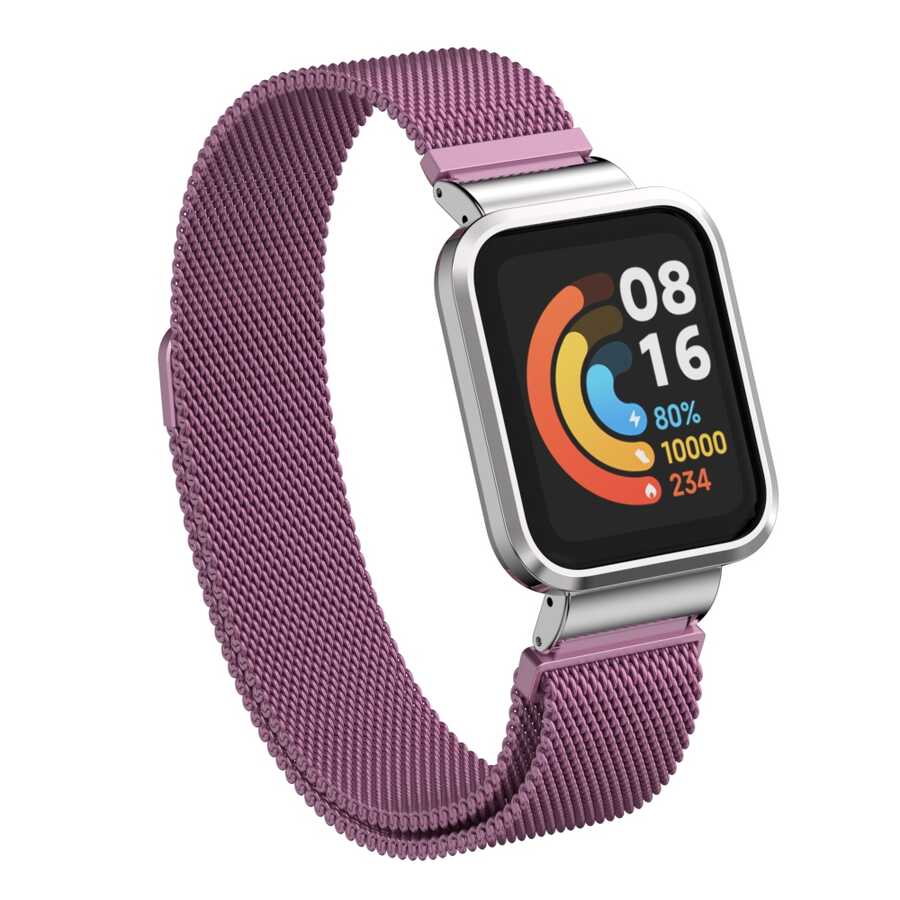 Xiaomi Uyumlu  Redmi Watch (Mi Watch Lite) Zore KRD-58 Metal Kordon-Lila