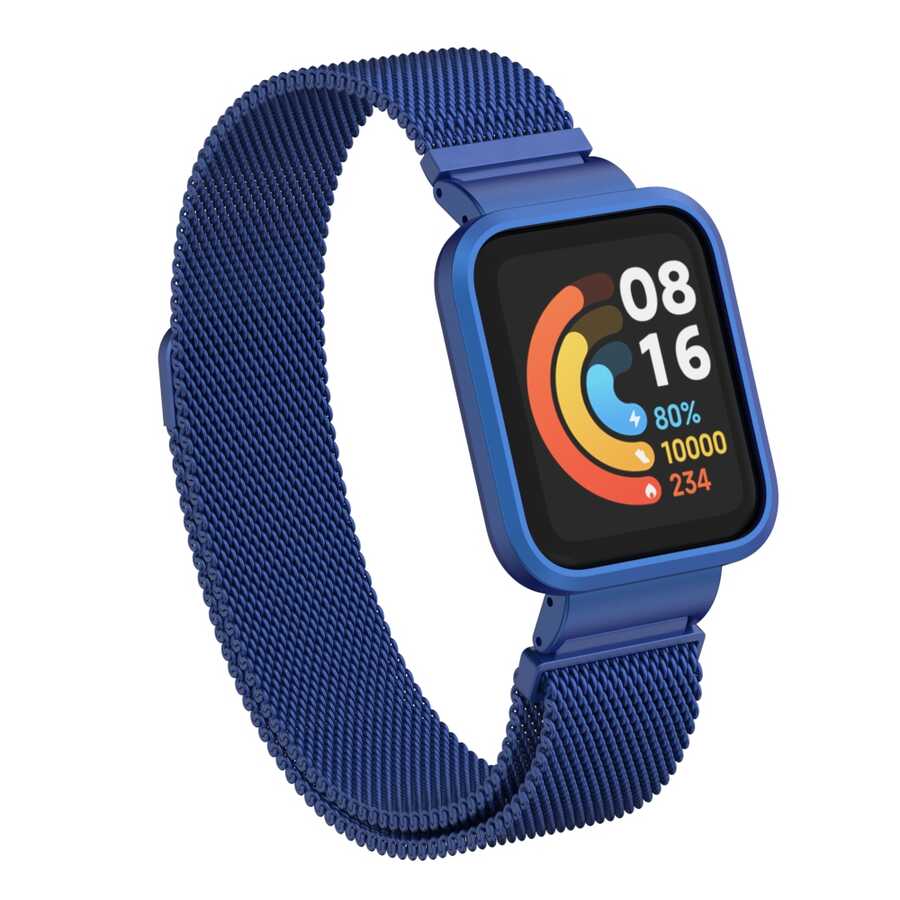 Xiaomi Uyumlu  Redmi Watch (Mi Watch Lite) Zore KRD-58 Metal Kordon-Mavi
