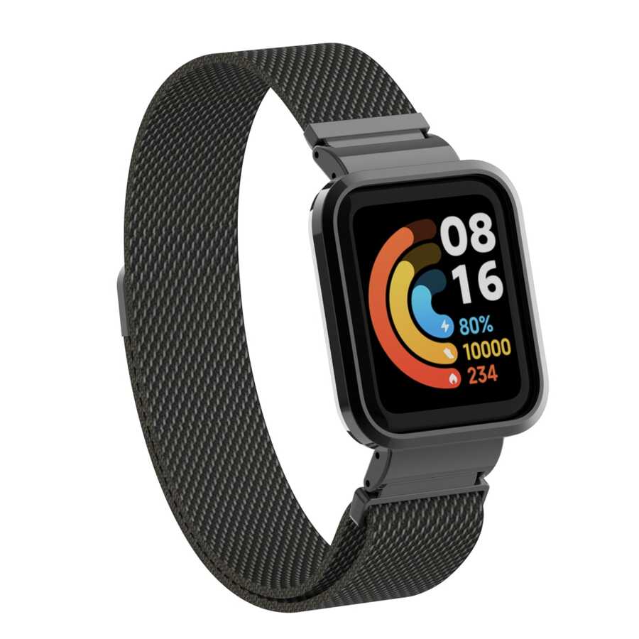 Xiaomi Uyumlu  Redmi Watch (Mi Watch Lite) Zore KRD-58 Metal Kordon-Siyah