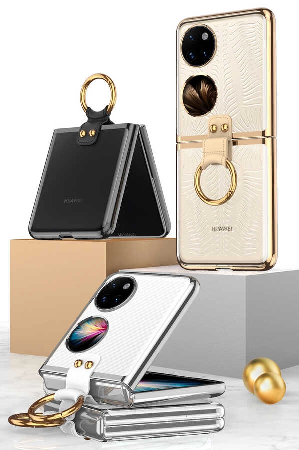 Huawei Uyumlu P50 Pocket Kılıf Zore Yüzüklü Kıpta Kapak