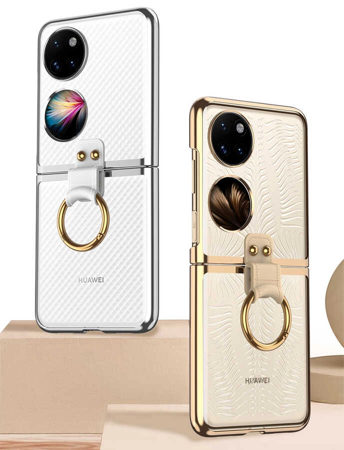 Huawei Uyumlu P50 Pocket Kılıf Zore Yüzüklü Kıpta Kapak