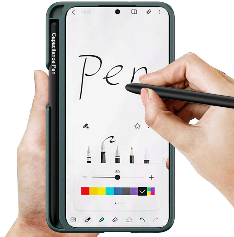 Galaxy Uyumlu S22 Kılıf Zore Kalemli Kıpta Kapak