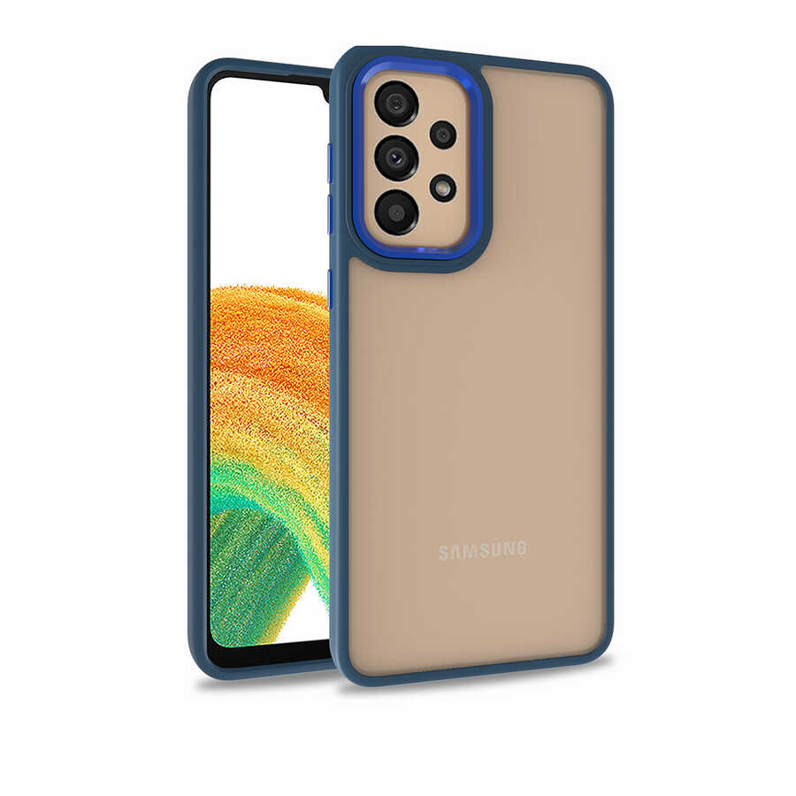 Galaxy Uyumlu A52 Kılıf Zore Flora Kapak-Mavi