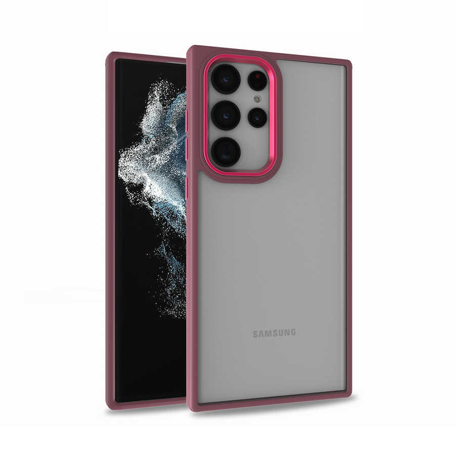 Galaxy Uyumlu S22 Ultra Kılıf Zore Flora Kapak-Kırmızı