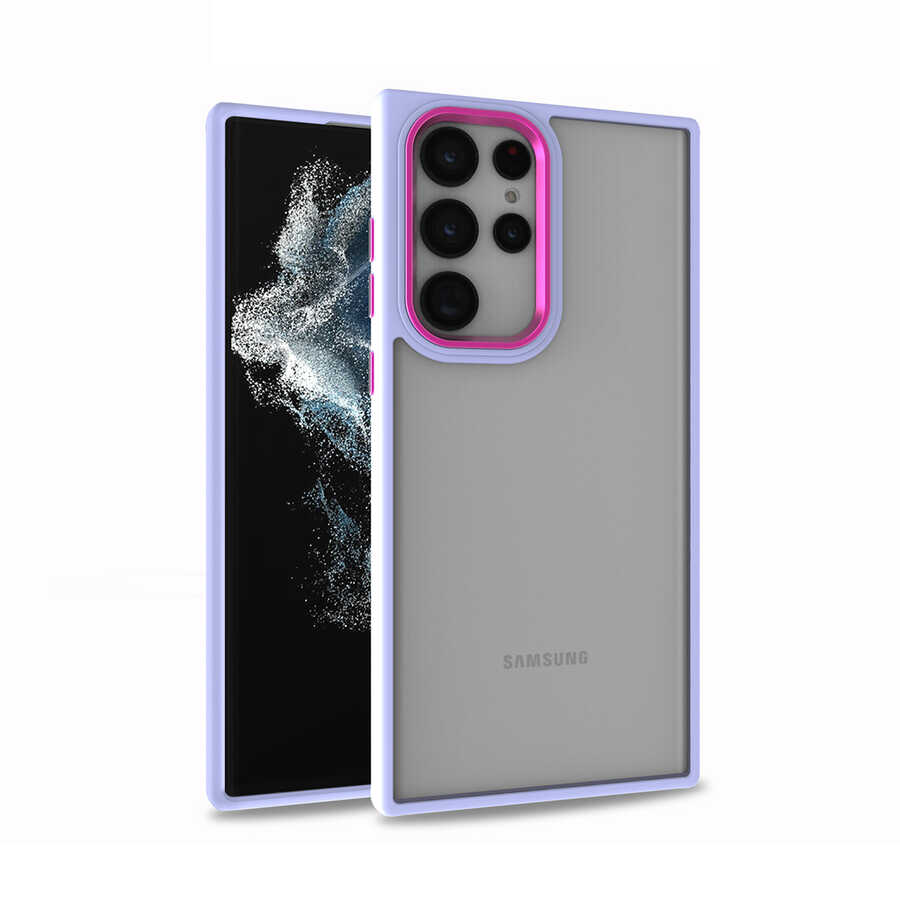 Galaxy Uyumlu S22 Ultra Kılıf Zore Flora Kapak-Lila