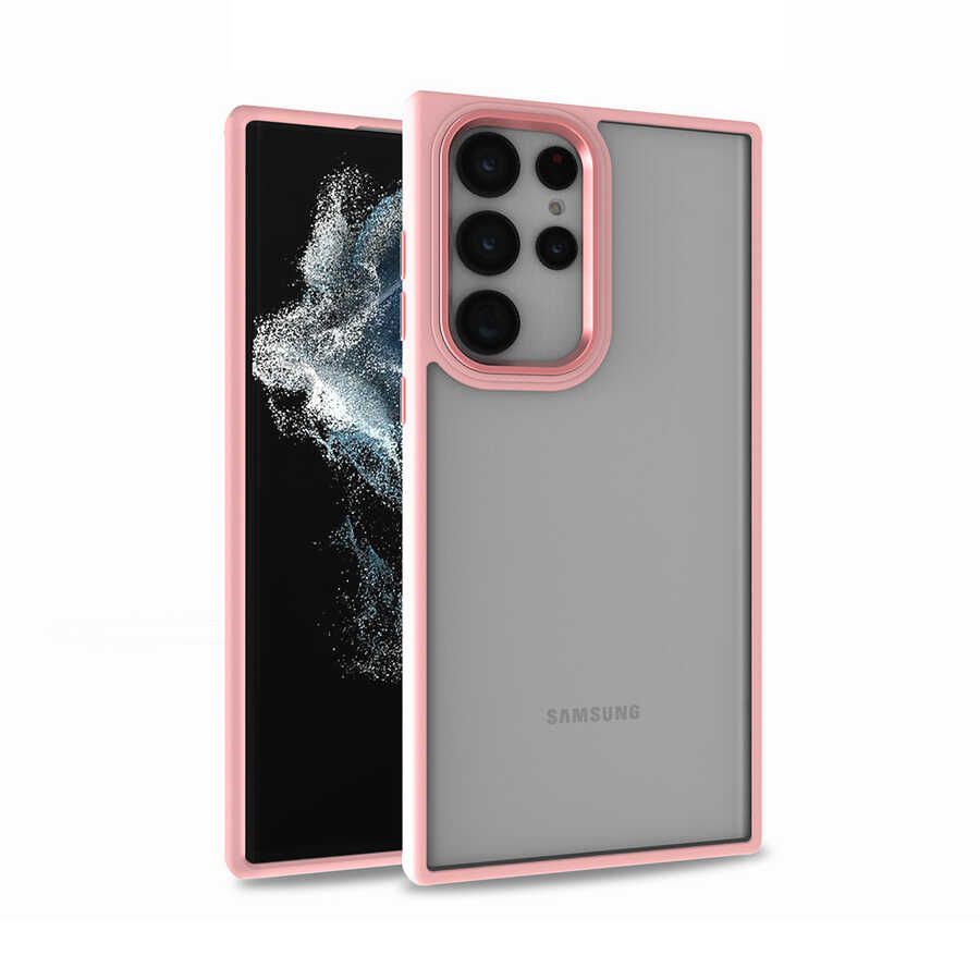 Galaxy Uyumlu S22 Ultra Kılıf Zore Flora Kapak-Rose gold