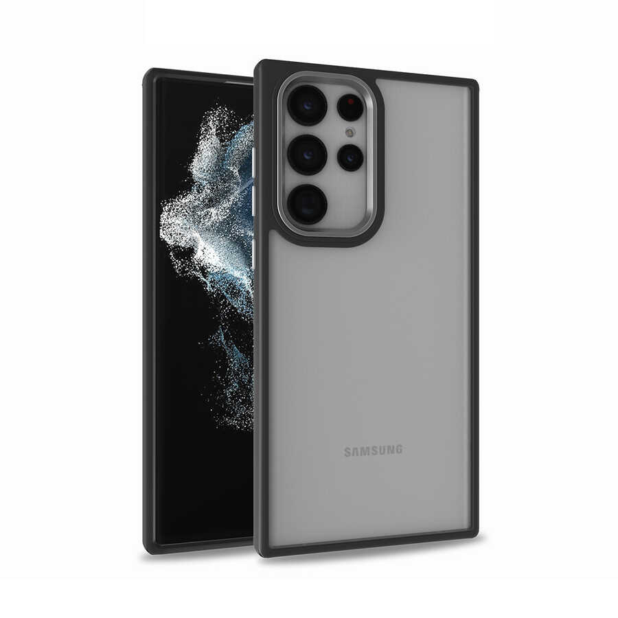 Galaxy Uyumlu S22 Ultra Kılıf Zore Flora Kapak-Siyah