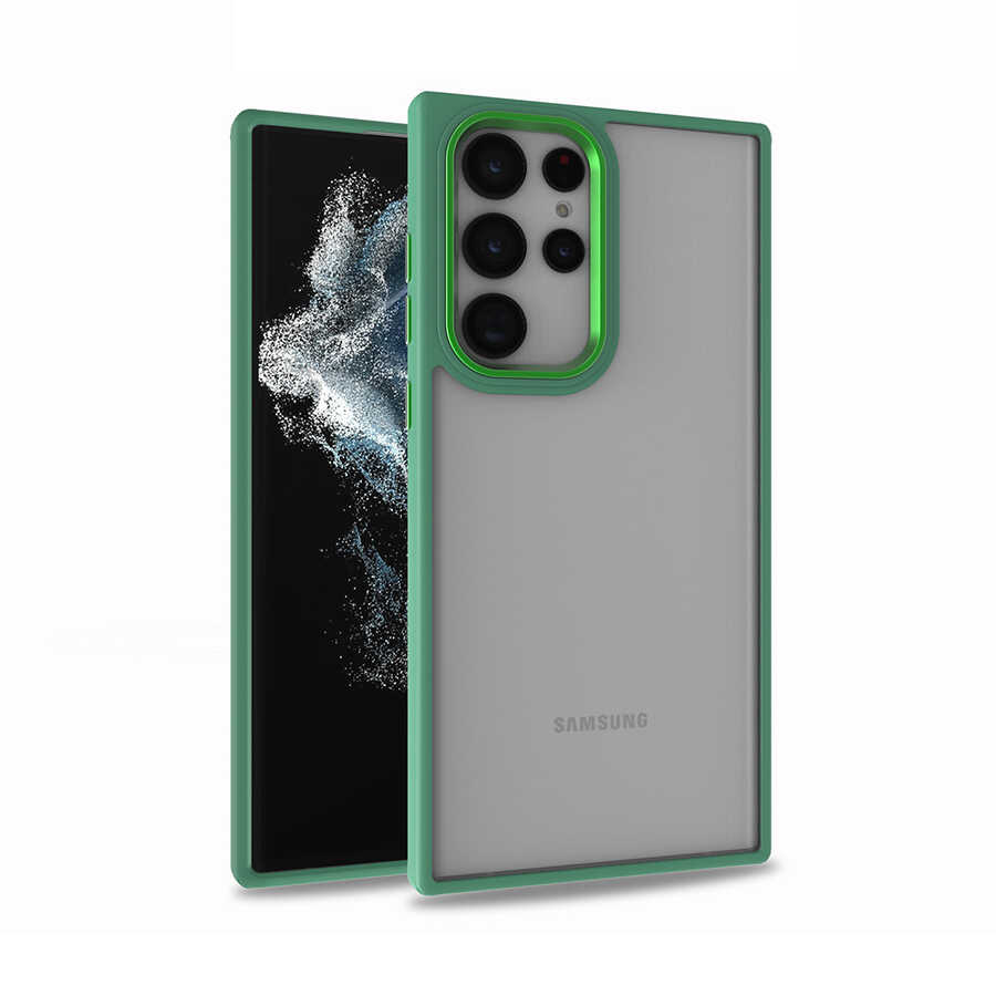 Galaxy Uyumlu S22 Ultra Kılıf Zore Flora Kapak-Yeşil