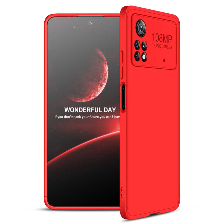 Xiaomi Uyumlu  Poco X4 Pro 5G Kılıf Zore Ays Kapak-Kırmızı