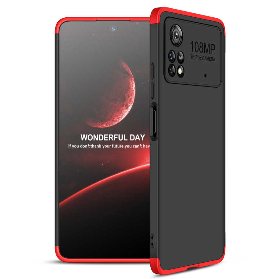 Xiaomi Uyumlu  Poco X4 Pro 5G Kılıf Zore Ays Kapak-Siyah-kırmızı