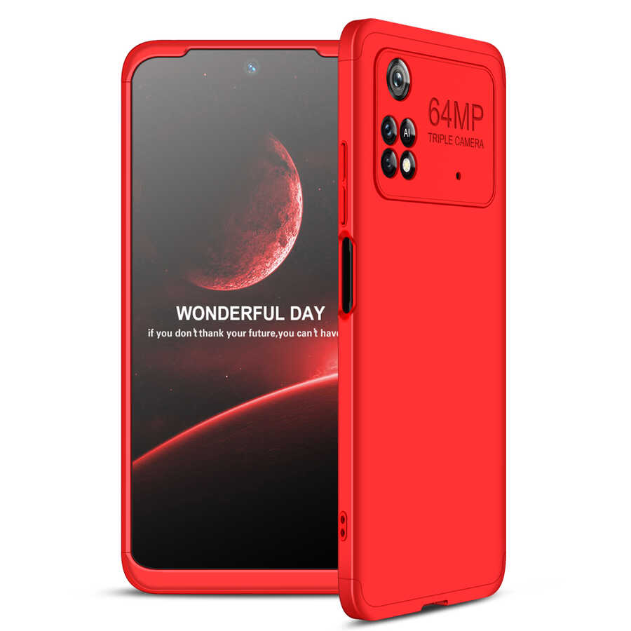 Xiaomi Uyumlu  Poco M4 Pro 4G Kılıf Zore Ays Kapak-Kırmızı