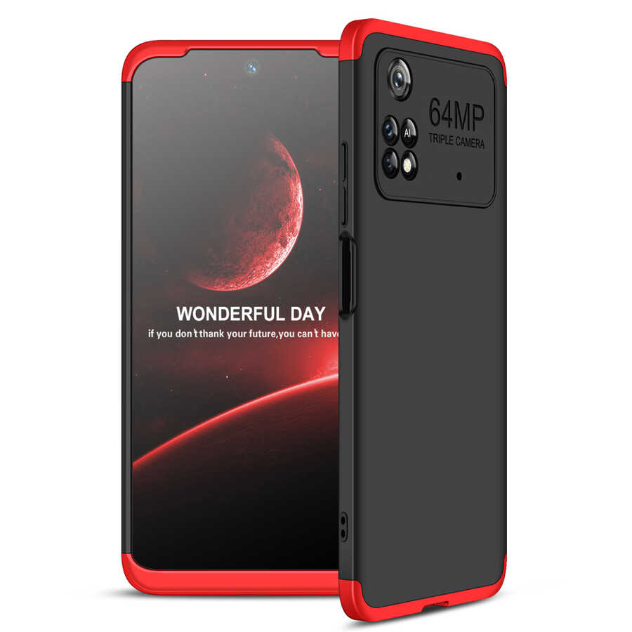 Xiaomi Uyumlu  Poco M4 Pro 4G Kılıf Zore Ays Kapak-Siyah-kırmızı
