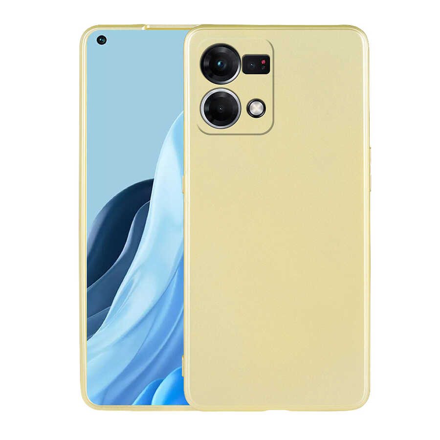 Oppo Reno 7 4G Kılıf Zore Premier Silikon Kapak-Gold