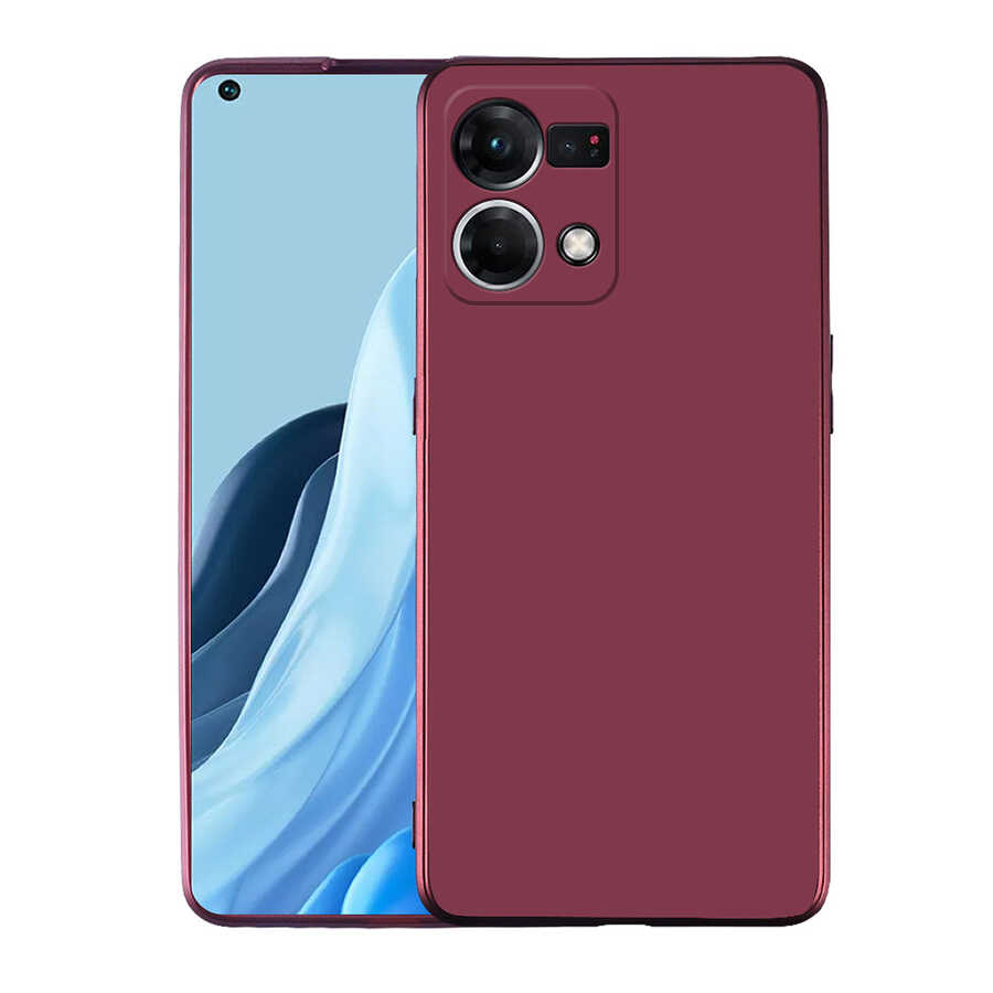 Oppo Reno 7 4G Kılıf Zore Premier Silikon Kapak-Mürdüm