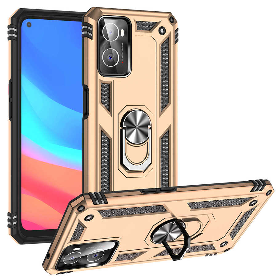 Oppo A76 Kılıf Zore Vega Kapak-Gold