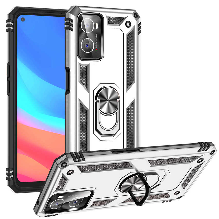 Oppo A96 4G Kılıf Zore Vega Kapak-Gri