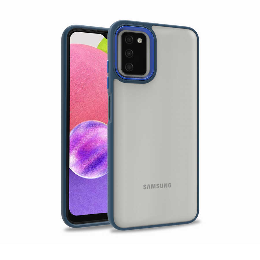 Galaxy Uyumlu A03S Kılıf Zore Flora Kapak-Mavi