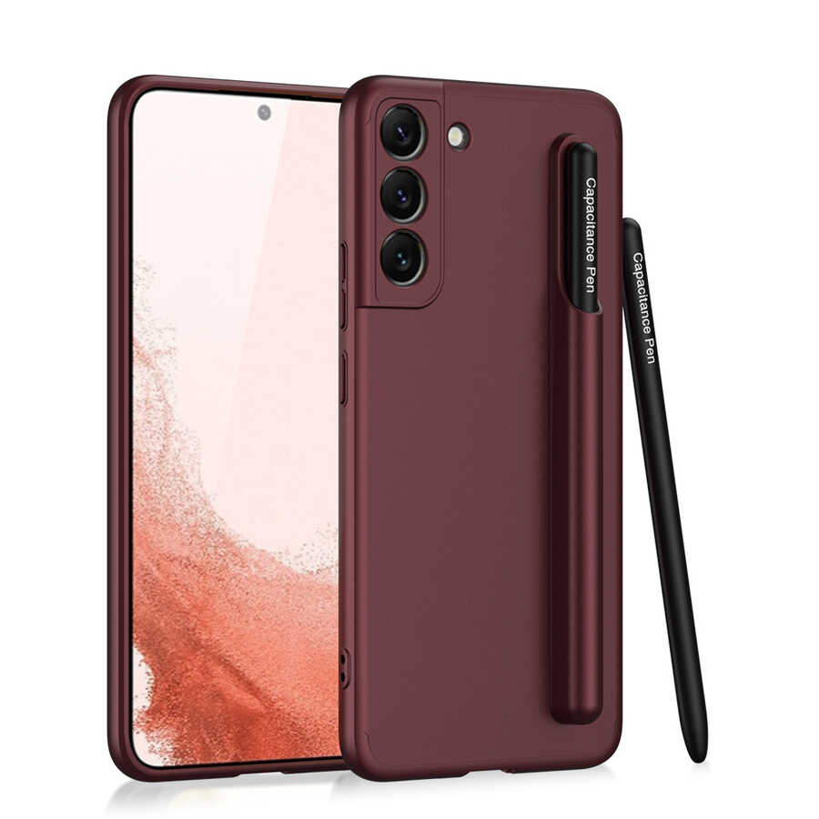 Galaxy Uyumlu S22 Plus Kılıf Zore Kalemli Ays Kapak-Koyu mor