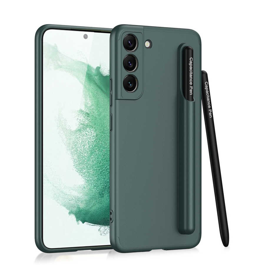 Galaxy Uyumlu S22 Plus Kılıf Zore Kalemli Ays Kapak-Koyu yeşil