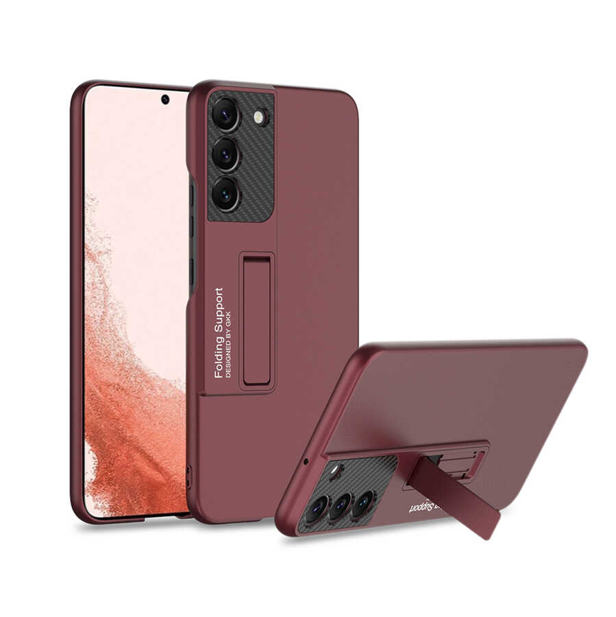 Galaxy Uyumlu S22 Kılıf Zore Standlı Ays Kapak-Koyu mor