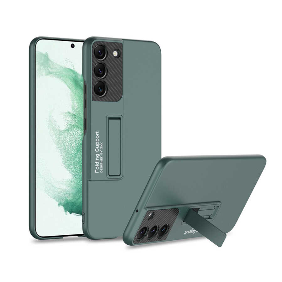 Galaxy Uyumlu S22 Kılıf Zore Standlı Ays Kapak-Koyu yeşil
