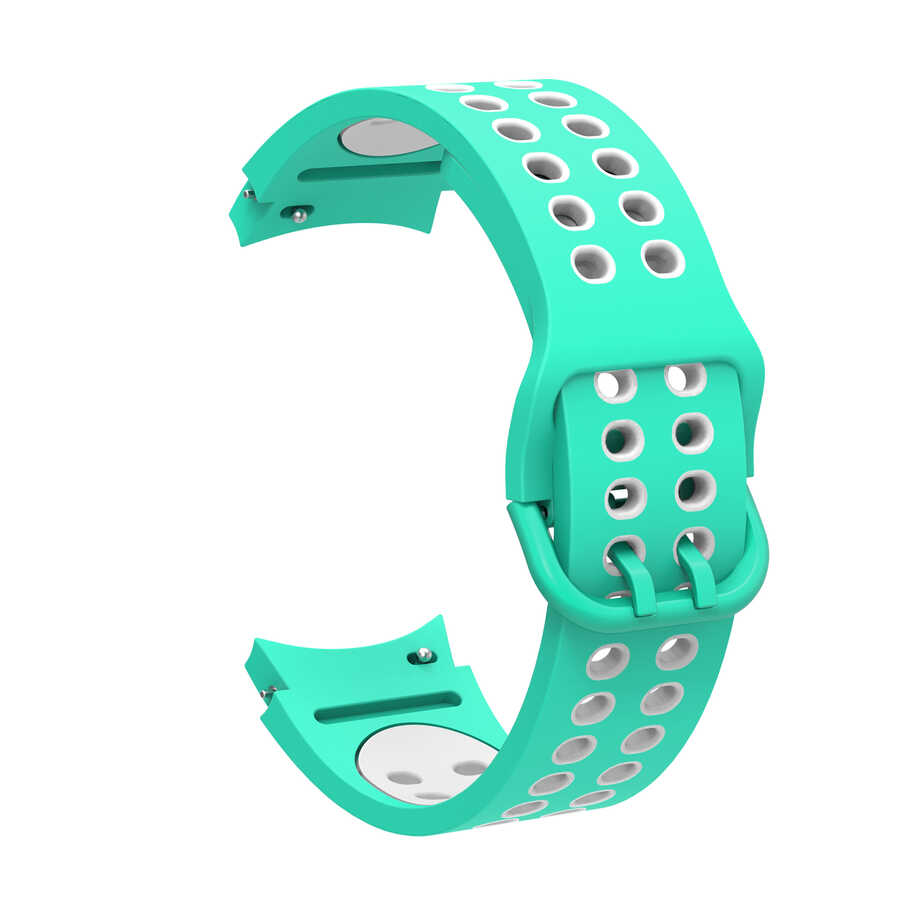 Galaxy Uyumlu Watch 4 Classic 42mm KRD-02 Silikon Kordon-Yeşil-beyaz