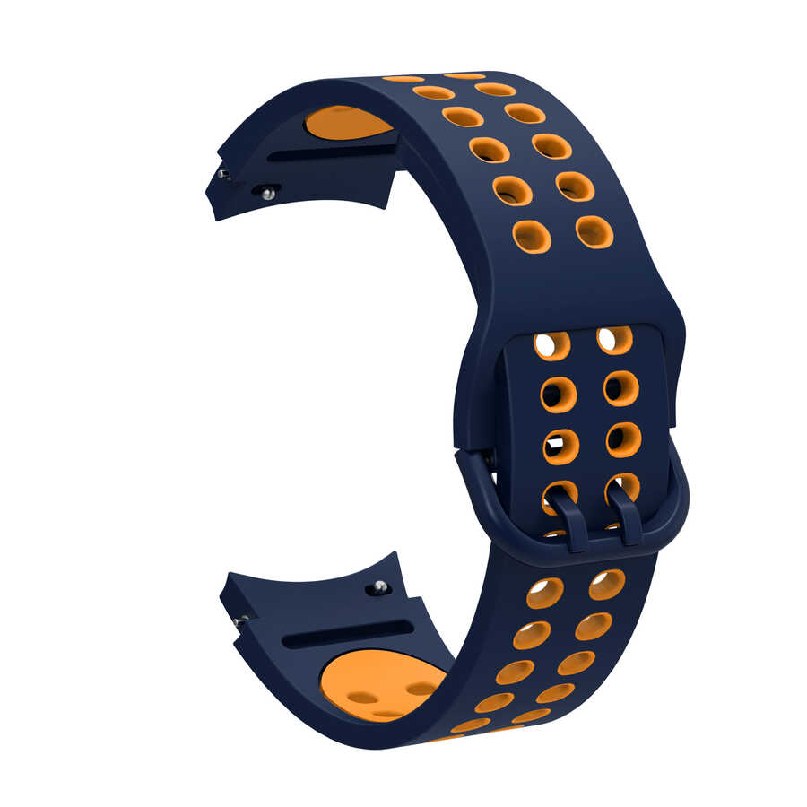 Galaxy Uyumlu Watch 4 Classic 46mm KRD-02 Silikon Kordon-Mavi-sarı