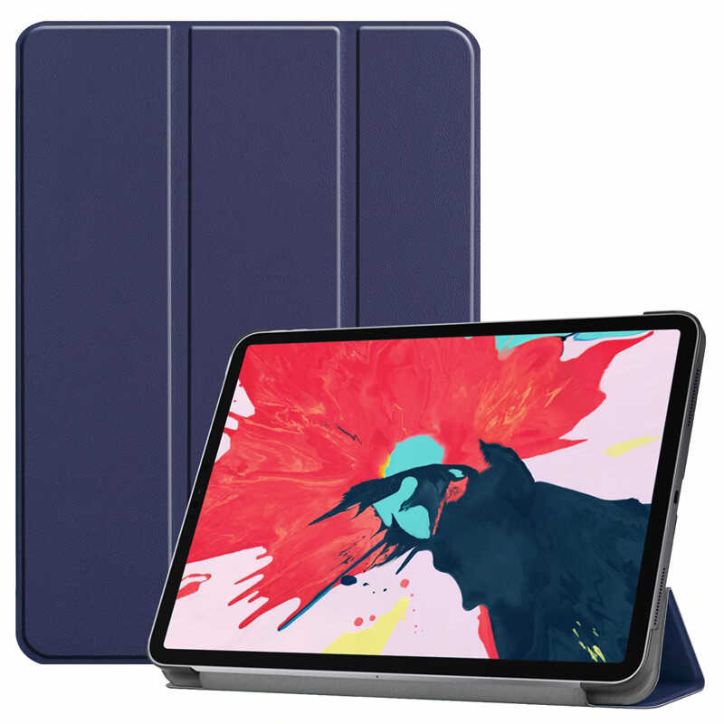 iPad Uyumlu Air 10.9 2022 (5.Nesil) Zore Smart Kapak Standlı 1-1 Kılıf-Lacivert