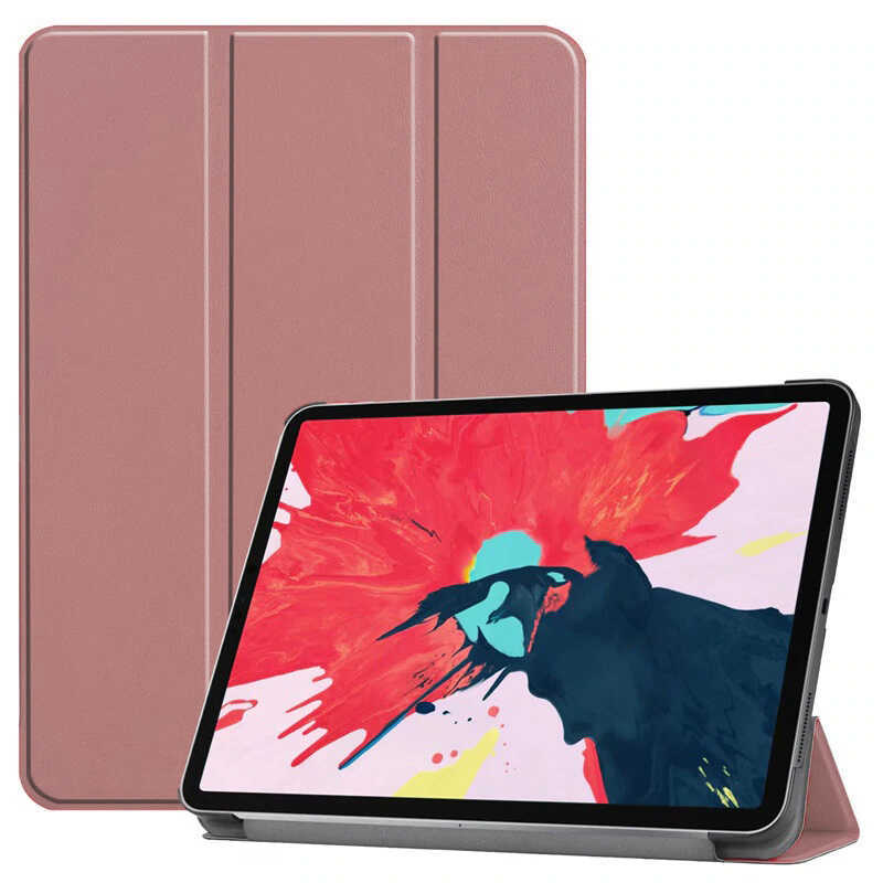 iPad Uyumlu Air 10.9 2022 (5.Nesil) Zore Smart Kapak Standlı 1-1 Kılıf-Rose gold