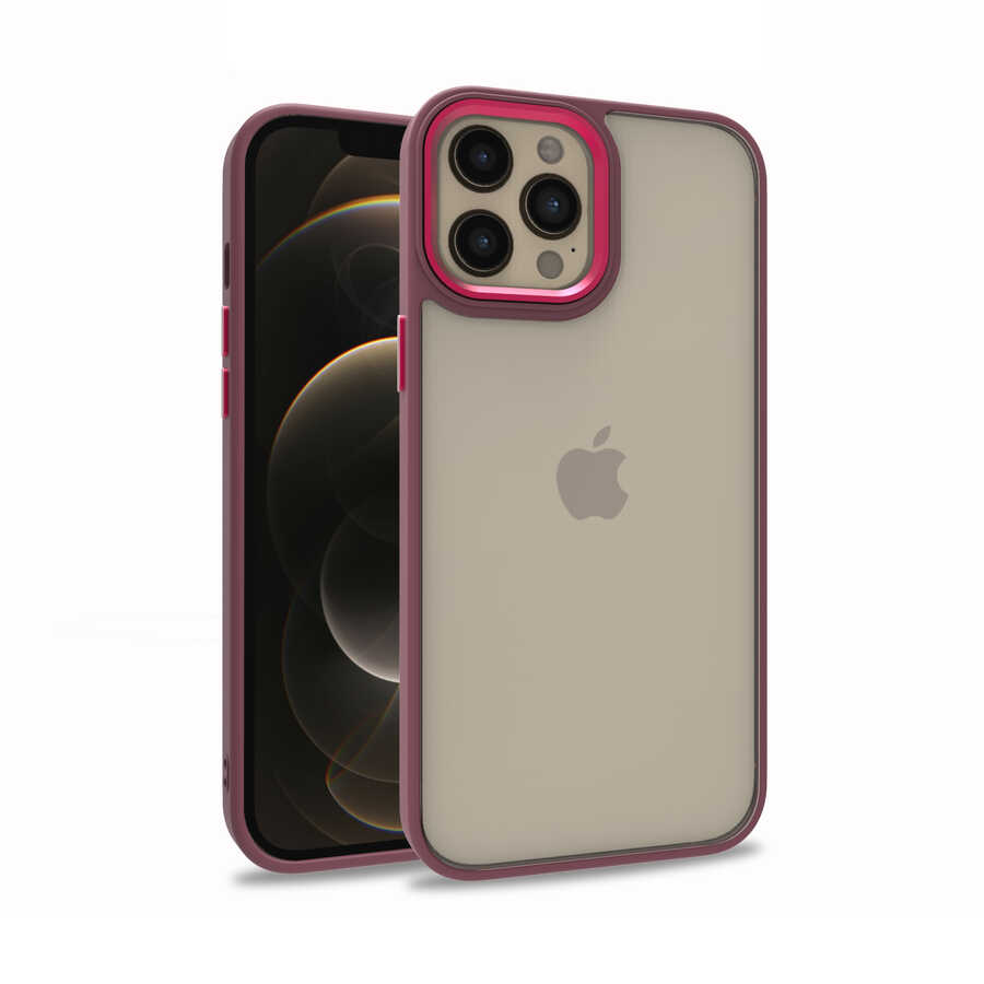 iPhone Uyumlu 12 Pro Max Kılıf Zore Flora Kapak-Kırmızı