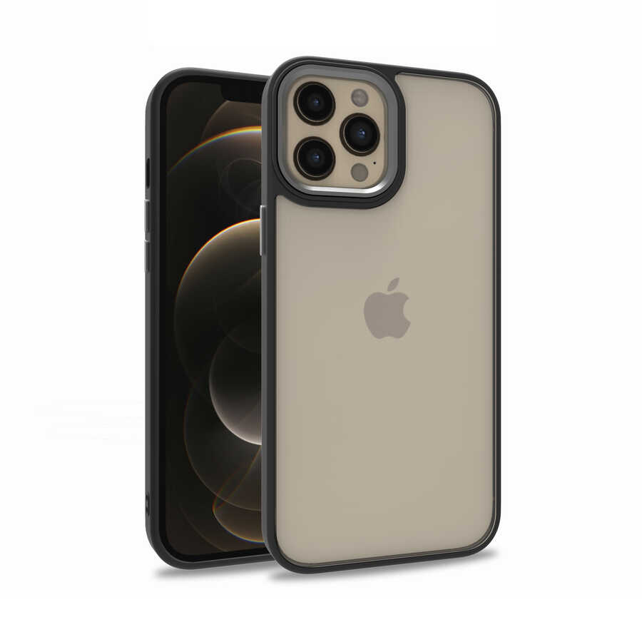 iPhone Uyumlu 12 Pro Max Kılıf Zore Flora Kapak-Siyah