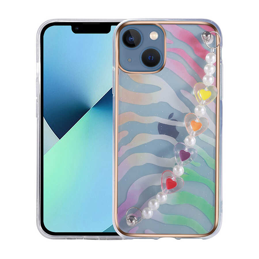 iPhone Uyumlu 13 Kılıf Zore Pilla Kapak-Pembe-yeşil