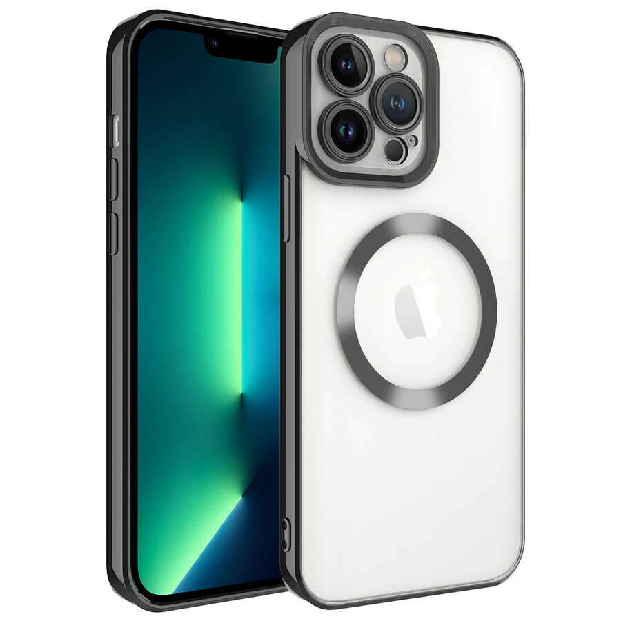 iPhone Uyumlu 13 Pro Max Kılıf M-safe Wireless Şarj Özellikli Zore Setro Silikon