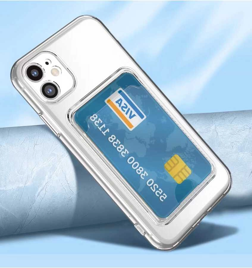 iPhone Uyumlu 11 Kılıf Kartlıklı Şeffaf Zore Setra Clear Silikon Kapak