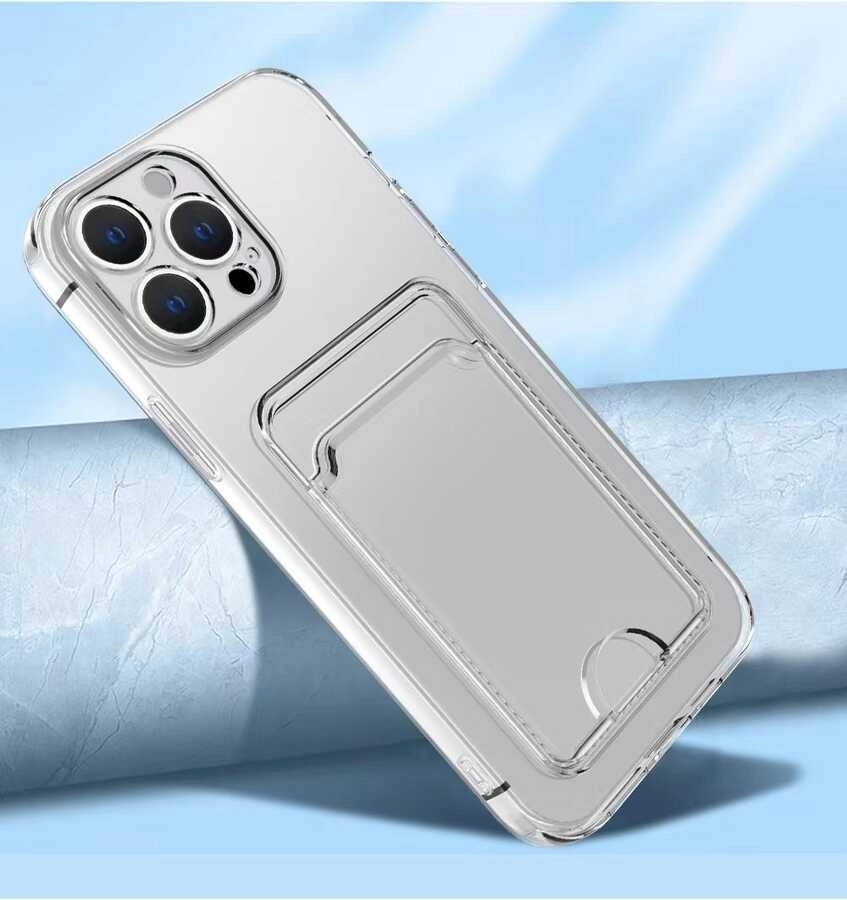 iPhone Uyumlu 12 Pro Max Kılıf Kartlıklı Şeffaf Zore Setra Clear Silikon Kapak