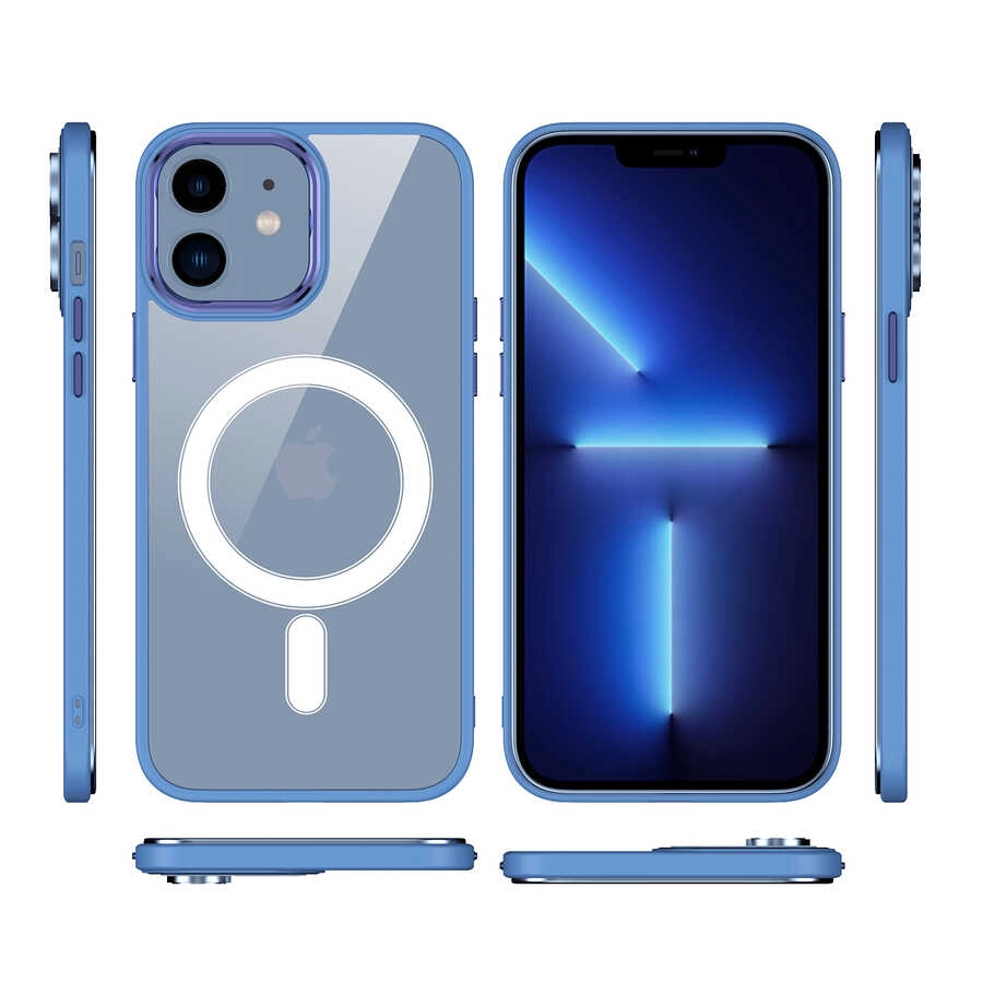 iPhone Uyumlu 12 Kılıf Wireless Şarj Özellikli Zore Krom M-safe Silikon Kapak