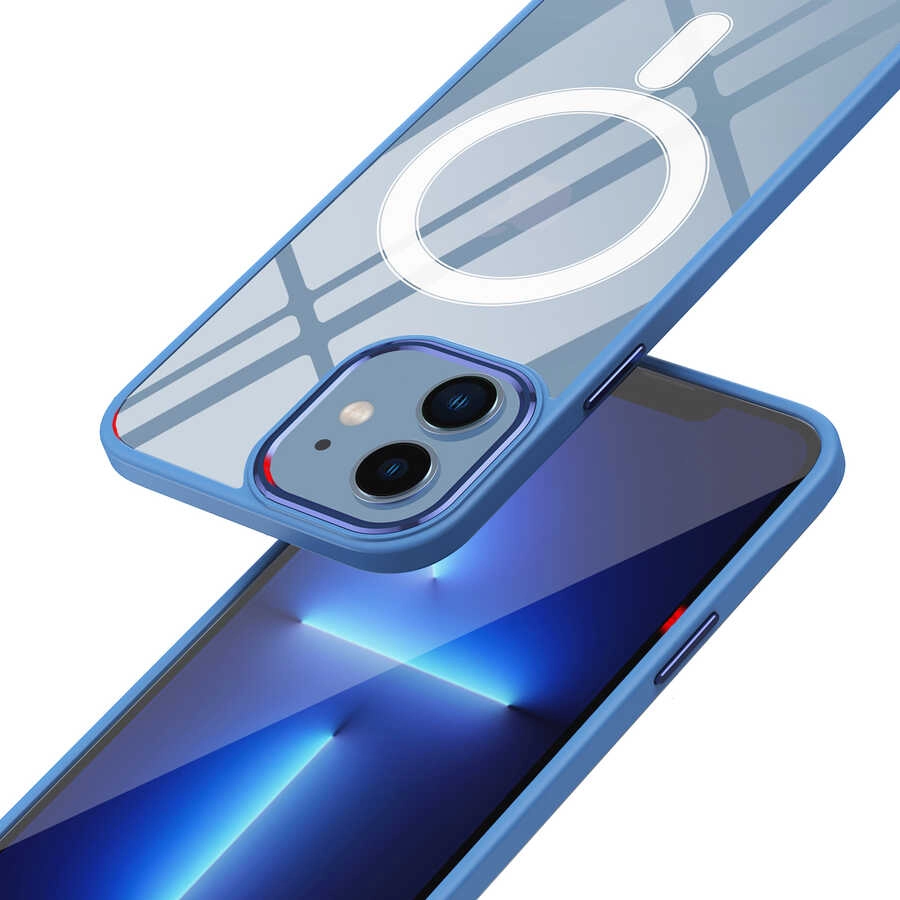 iPhone Uyumlu 12 Kılıf Wireless Şarj Özellikli Zore Krom M-safe Silikon Kapak