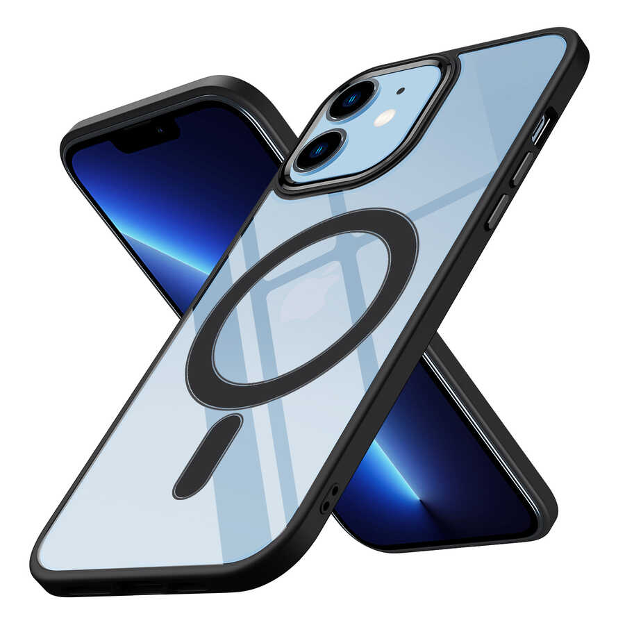 iPhone Uyumlu 12 Kılıf Wireless Şarj Özellikli Zore Krom M-safe Silikon Kapak