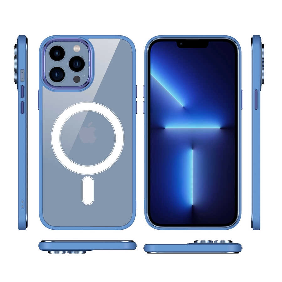 iPhone Uyumlu 12 Pro Kılıf Wireless Şarj Özellikli Zore Krom M-safe Silikon Kapak
