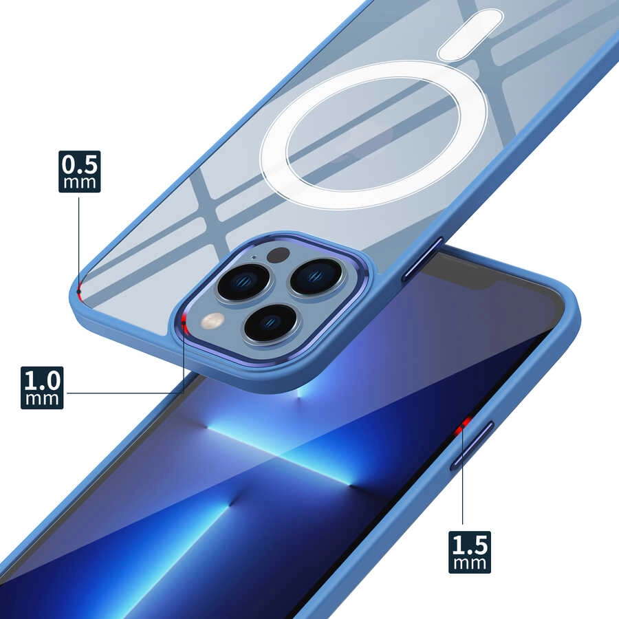 iPhone Uyumlu 12 Pro Max Kılıf Wireless Şarj Özellikli Zore Krom M-safe Silikon Kapak