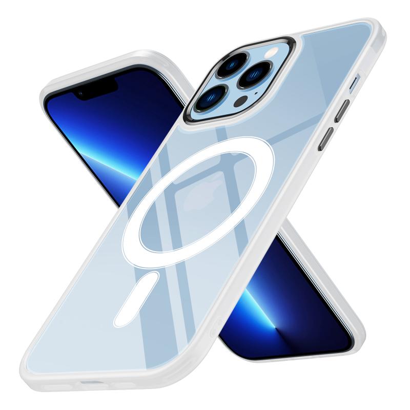 iPhone Uyumlu 12 Pro Max Kılıf Wireless Şarj Özellikli Zore Krom M-safe Silikon Kapak-Renksiz