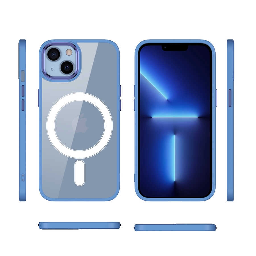 iPhone Uyumlu 13 Kılıf Wireless Şarj Özellikli Zore Krom M-safe Silikon Kapak