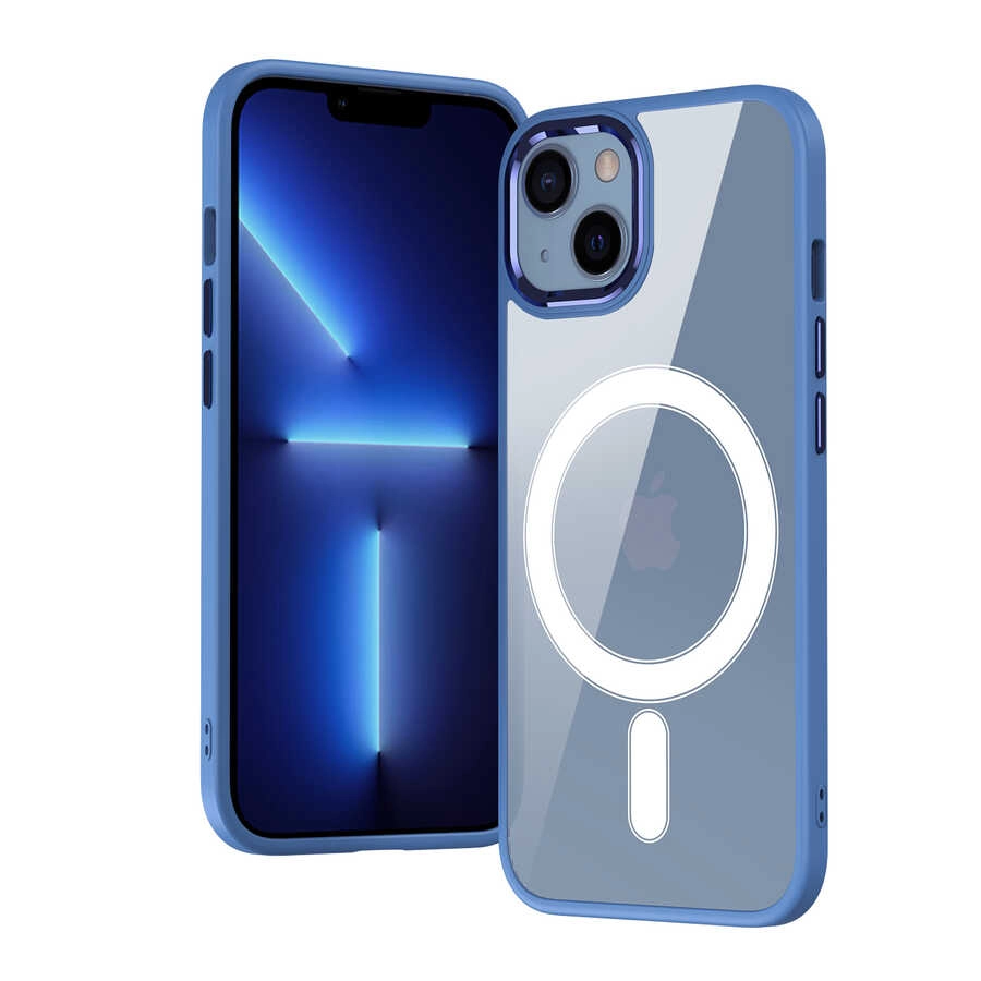 iPhone Uyumlu 13 Kılıf Wireless Şarj Özellikli Zore Krom M-safe Silikon Kapak
