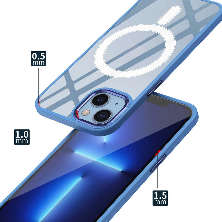 iPhone Uyumlu 13 Kılıf Wireless Şarj Özellikli Zore Krom M-safe Silikon Kapak