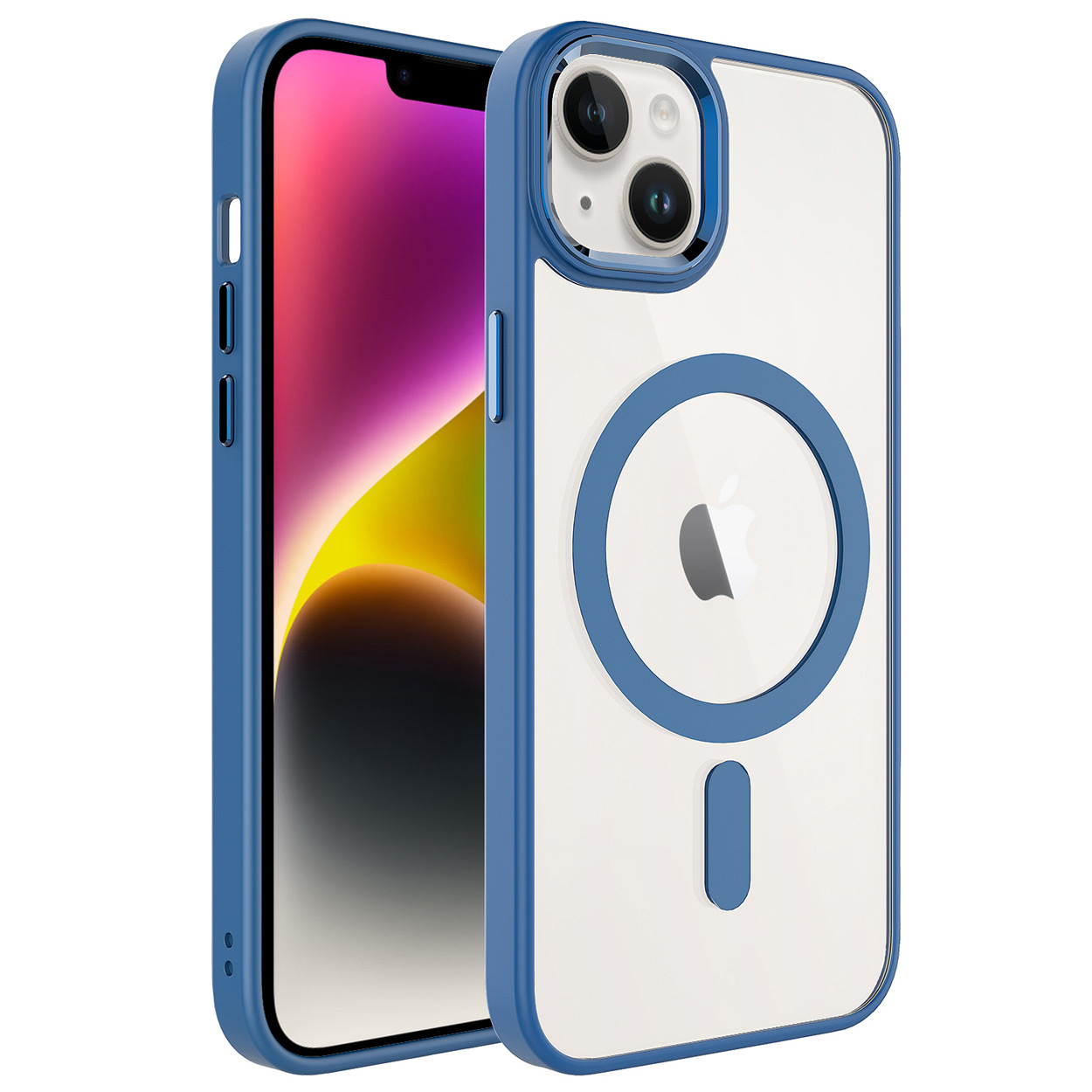 iPhone Uyumlu 13 Kılıf Wireless Şarj Özellikli Zore Krom M-safe Silikon Kapak-Lavendery gray