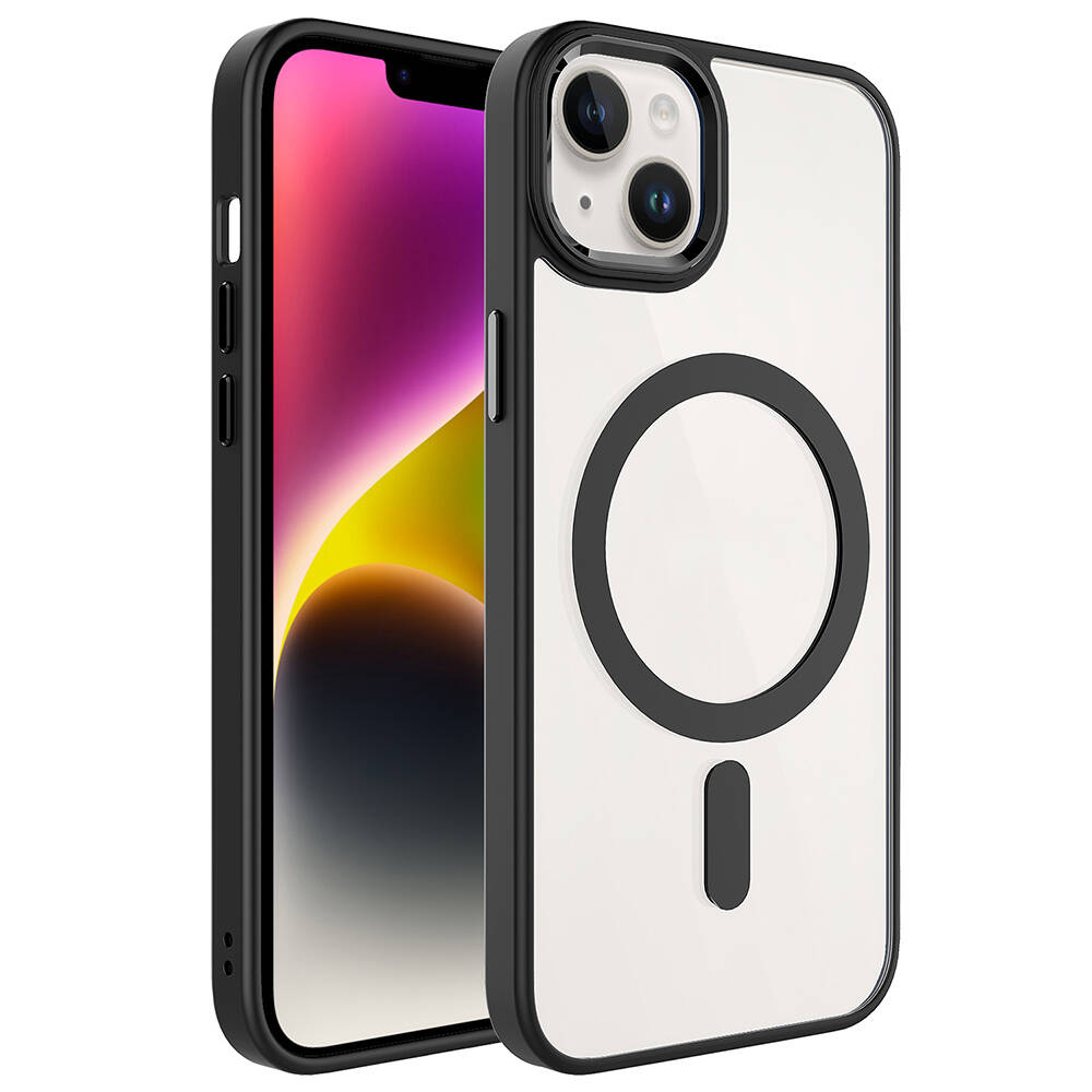 iPhone Uyumlu 13 Kılıf Wireless Şarj Özellikli Zore Krom M-safe Silikon Kapak